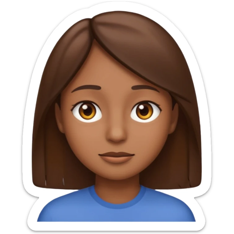 Create a emoji version of me with brown skin color, brown eyes and brown straight hair  sticker