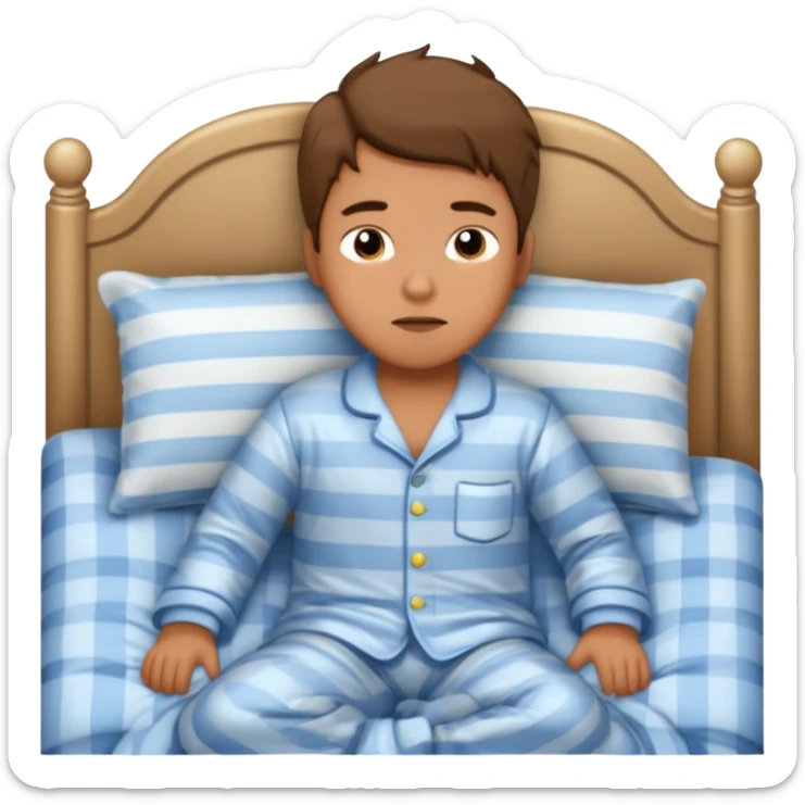 create emoji of a boywho is lying in the bed  in the morning and its time to wake up sticker