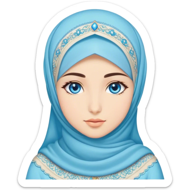 Turkish beautiful finish Konya girl blue eyes with hijab and cultured dress sticker
