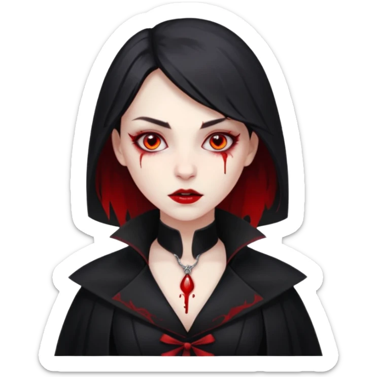 Women Vampire with black coat dress and eyes should be red with blood sticker