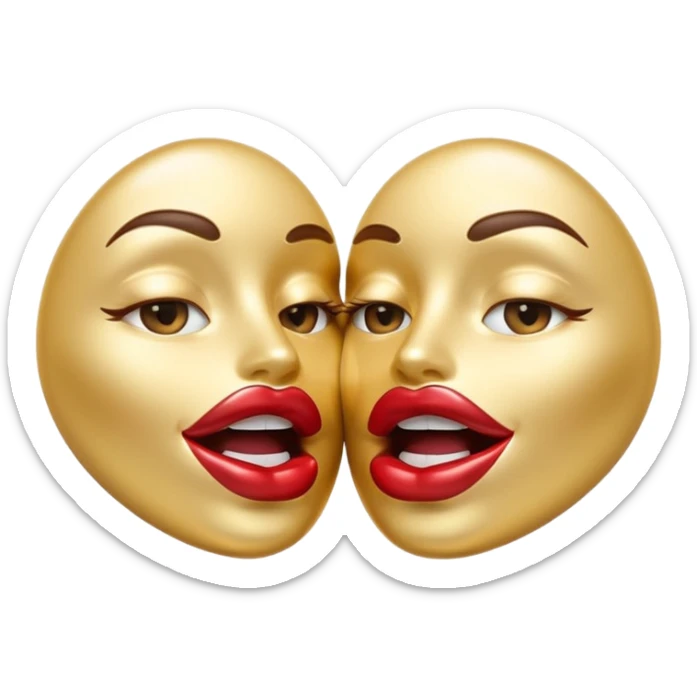 A seductive pair of slightly parted lips emoji made of liquid silver chrome, smooth glossy metallic surface, soft sensual curves, subtle reflections, luxury sexy aesthetic, minimal iOS emoji style, centered composition, clean white background, soft studio lighting, no text sticker
