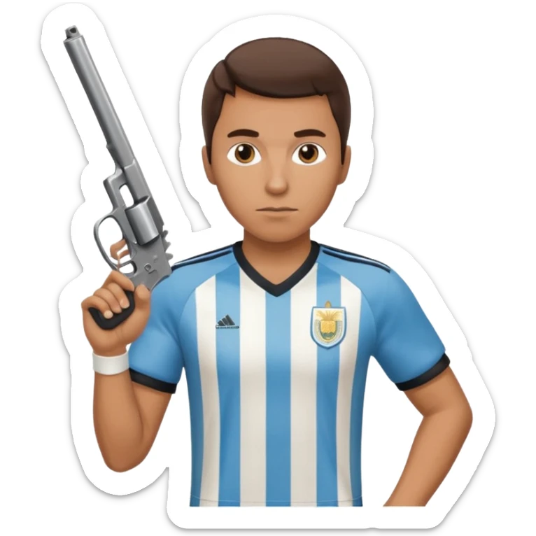 haz un turro con una biszera para atras y con un arma remera argentina pero arma de fuego que tenga un revolver  solo sticker