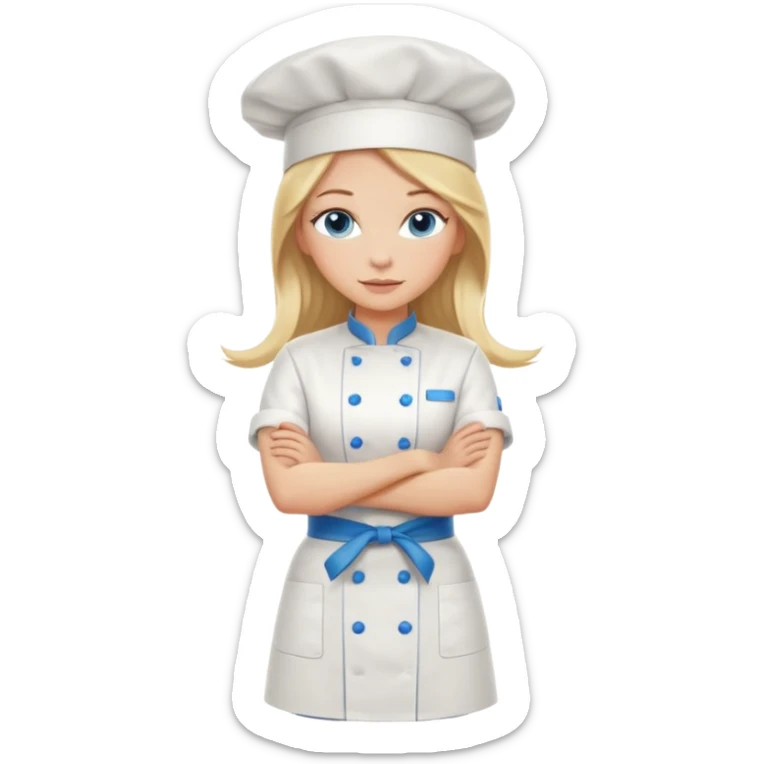 Full body 
Sexy Long Blonde hair blue eyed female chef arms folded sticker