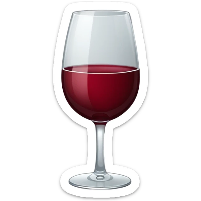 glass of wine in sticker style with a white stroke around that a little shadow sticker