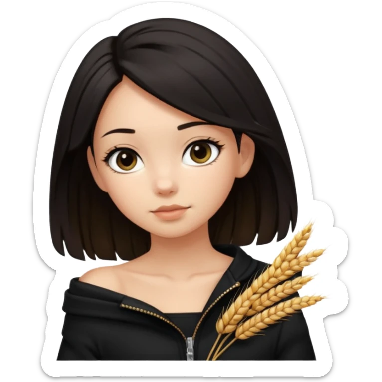  Siyah uzun saçlı ceket giyen esmerimsi kız fazla esmer değil siyah ceket  polar ceket ceket gevşek biraz omzundan çıkıyormuş gibi ve bugday ten rengi soltaraftaki omzundan çıkık sadece içinde de siyah crop var crop omzundan bağlı ve sadece sol omzundan gevşek ceket  sticker