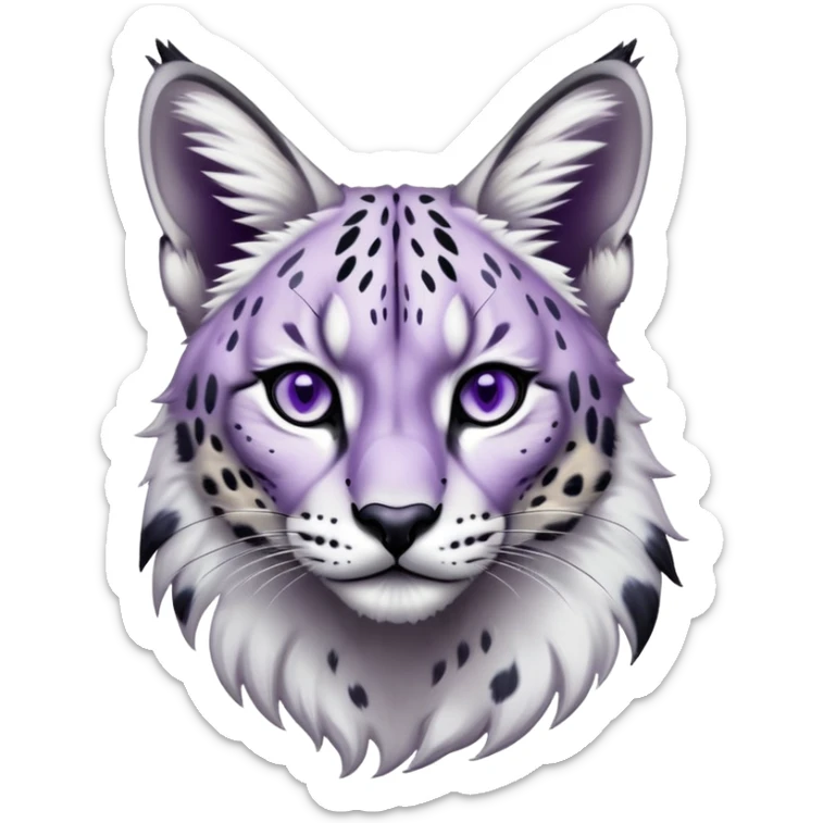 Epic Edgy Black White Purple ethereal Serval-Snow-Leopard-Bobcat-Fionbri full body sticker