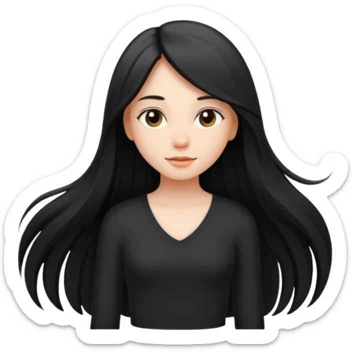 girl with very long straight hair down to her waist sticker