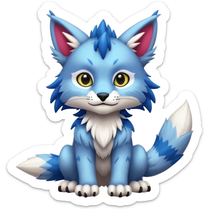 Colorful exotic tropical kawaii edgy cute Lynx-Sergal-Vernid-Fakémon-Pokémon-creature (full body) sticker