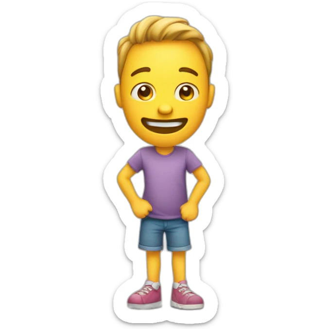 Draw a figure one with legs, arms and a face as if for a children's cartoon on a transparent background  sticker