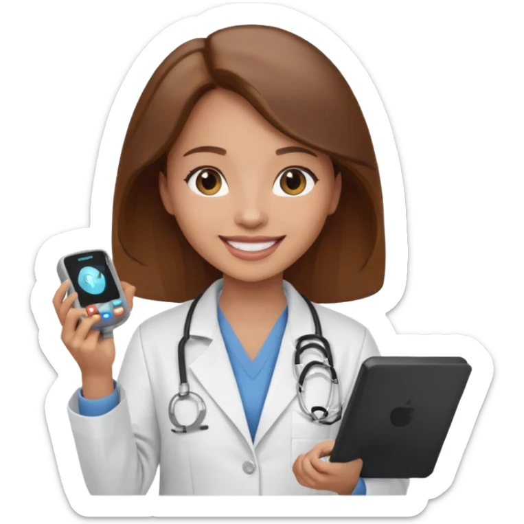 Can you make an emoji of a light skin brown hair ultrasound technician sticker