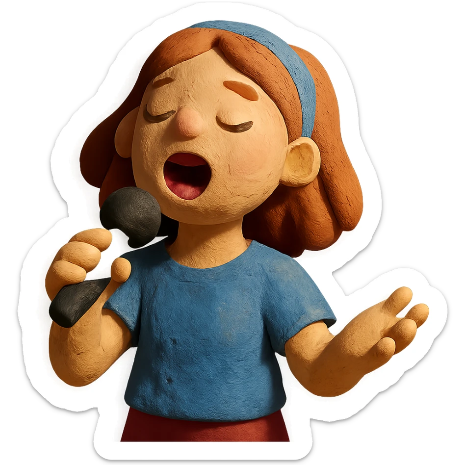 young lady singing sticker