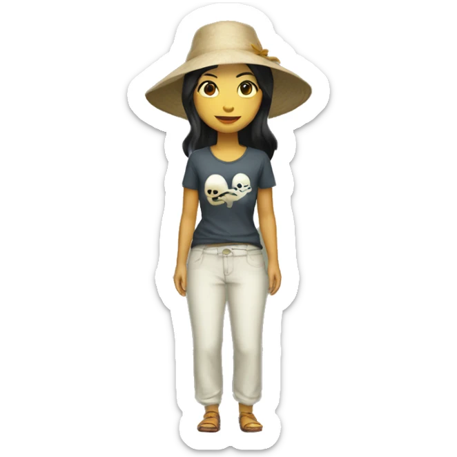 Vietnamese woman wearing a savannah ghost pirates shirt and pants standing sticker