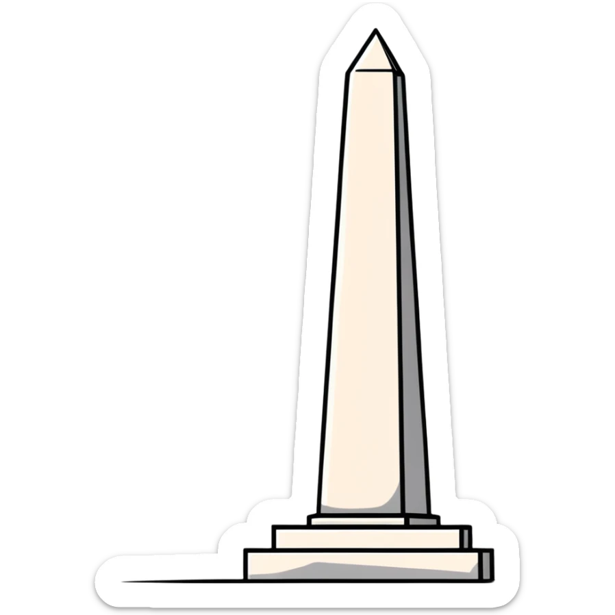 The Obelisk of Buenos Aires, a tall white stone monument with a pointed top, standing alone, iconic landmark of Argentina sticker