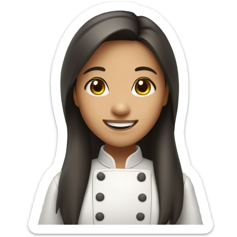 happy asian girl chef long hair brown skin dark hair sticker