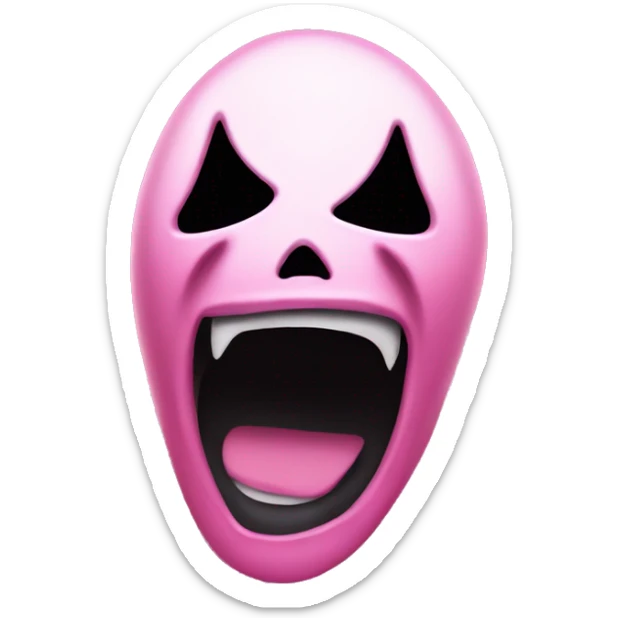 ghostface from scream scary movie pink with an open screaming black mouth sticker