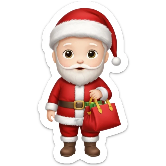 baby Santa Claus is carrying a bag of presents  sticker