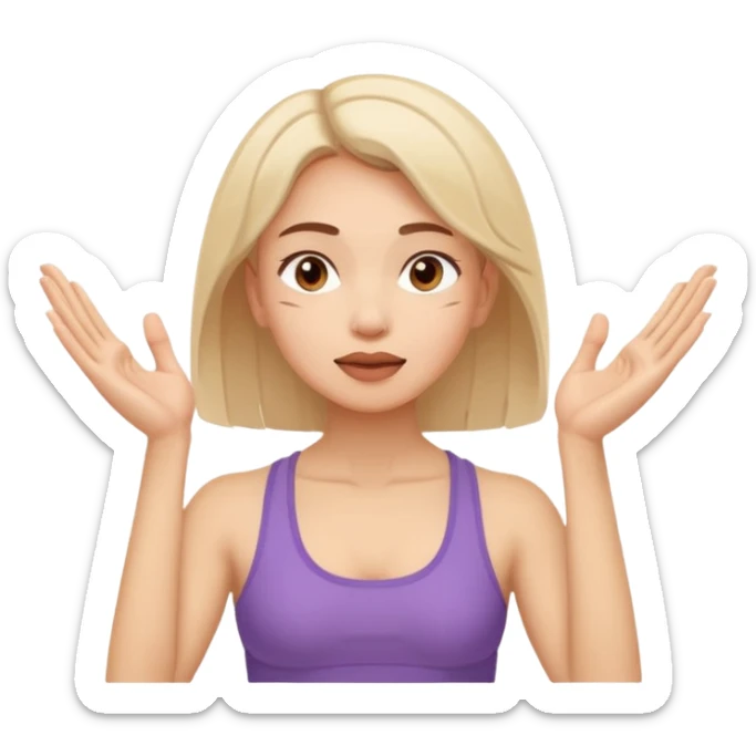 Minimal emoji of a woman performing face yoga, fingers pressing and lifting facial muscles, clear hand-on-face exercise movement, simple wellness icon style, no beauty or medical elements

 sticker
