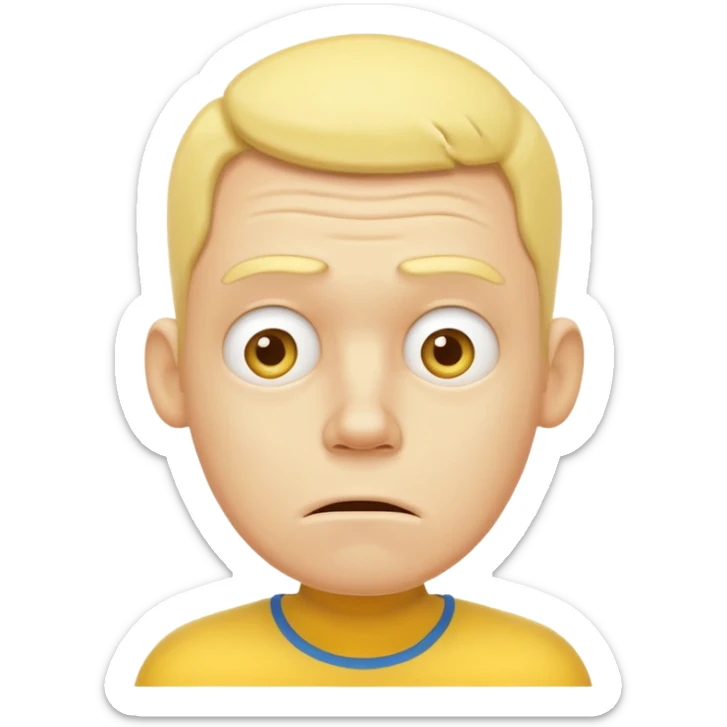 Very exhausted and confused emoji but with some humour about it - yellow man not realistic face sticker