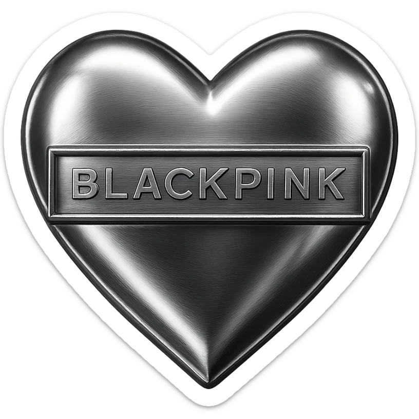 BLACKPINK-inspired object, black and pink colors, shiny and futuristic metallic look, Chrome style sticker