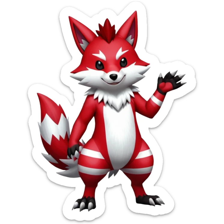 Shiny Red Anthro furry Zangoose-Obstagoon-Hybrid (full body) sticker