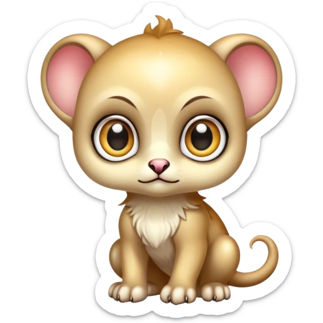 Adorable colorful shiny baby edgy fantasy-animal-hybrid full body, big Eyes sticker