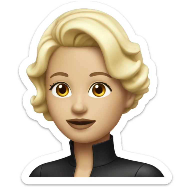 Blonde woman in high neck black latex dress sticker
