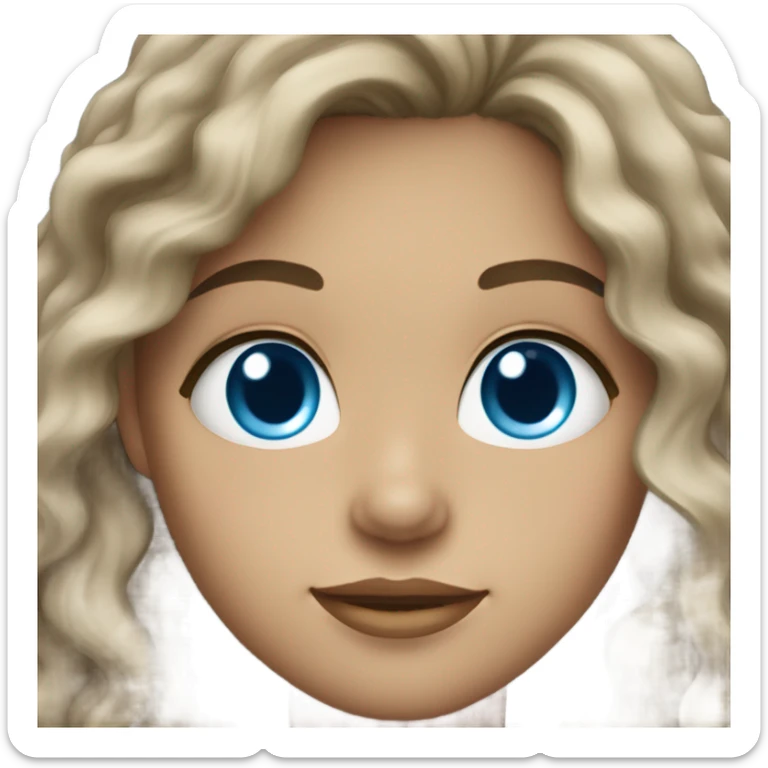 Light skin girl with long dark wavy hair and blue eyes sticker