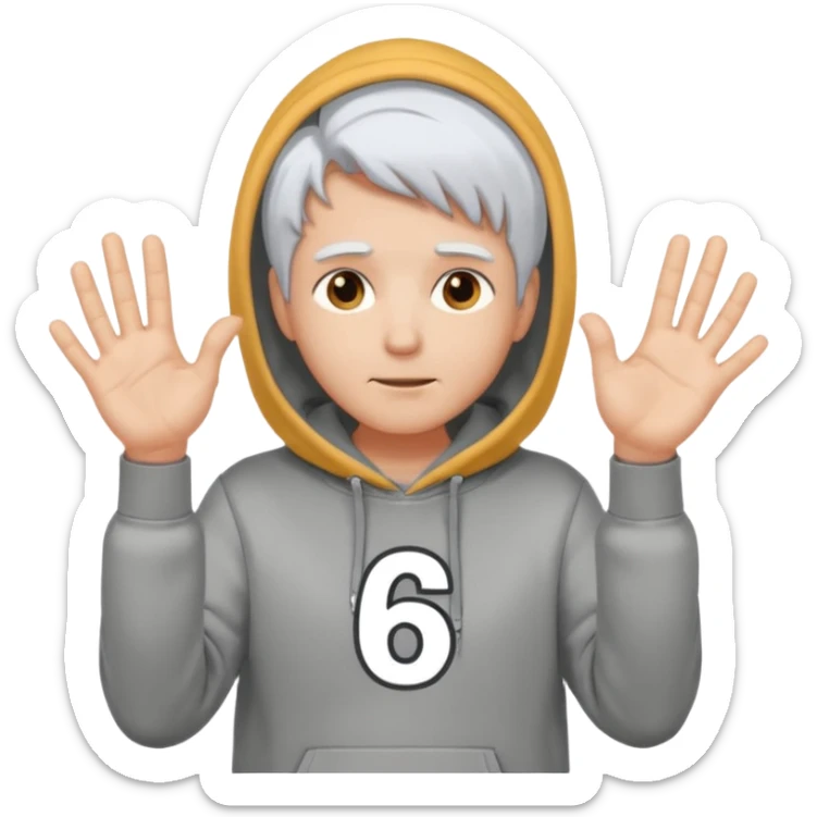 I want my emoji to have white hair and doing the 67 emote and in each hand has 67 sticker