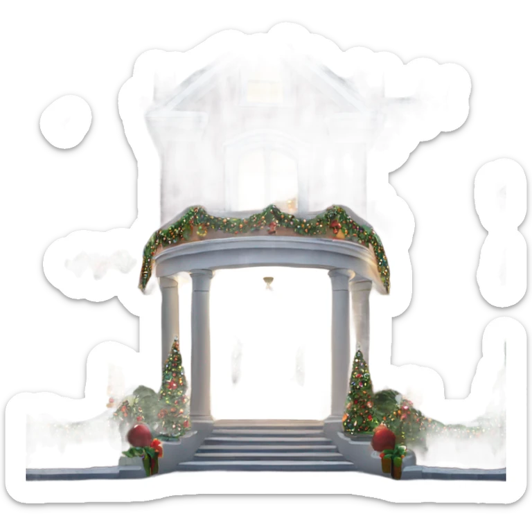 very large mansion decorated with fancy Christmas lights and lots of Fancy christmas decorations sticker