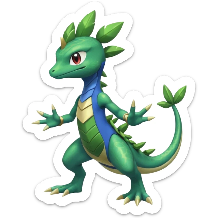 Shiny Aural Kecleon-Sceptile-Greninja-Fakémon-fusion (full body) sticker