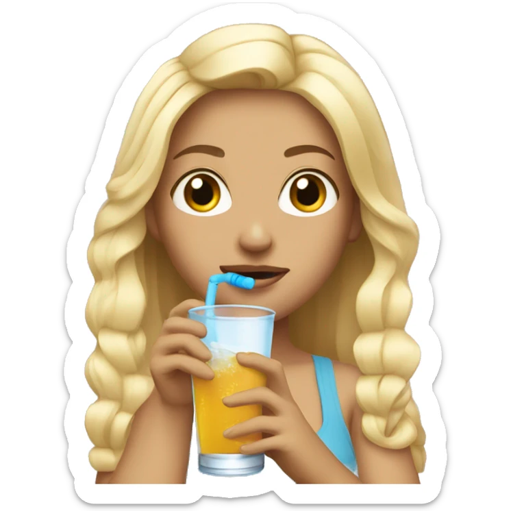 Blonde hair girls in crop top drink water sticker