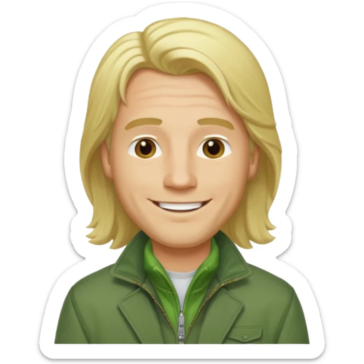 james silent hill a man with blonde long  hair and green jacket sticker