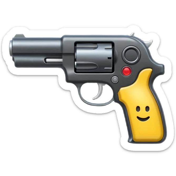   Un emoji con una nueve milímetro que sea realista con un emoji de venganza sticker
