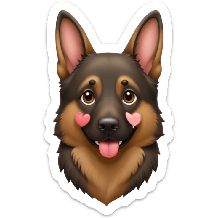 cartoon style dark German Shepherd dog with its tongue hanging out long sticker