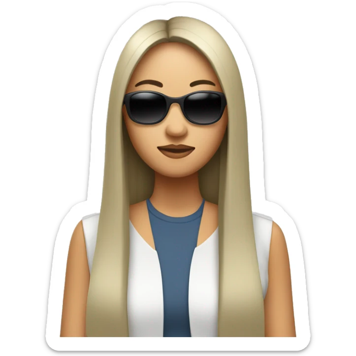 An Asian woman with long straight hair wearing sunglasses sticker