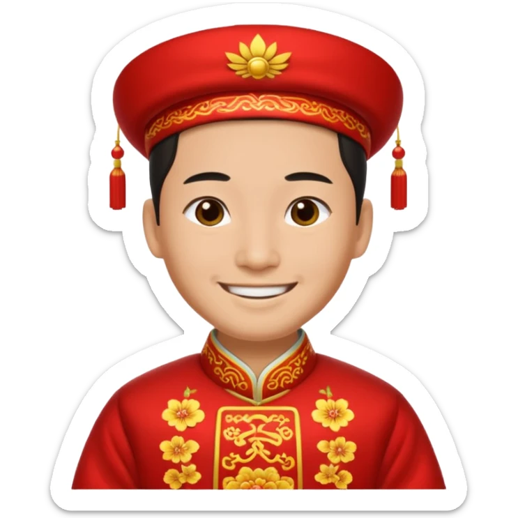 Chinese groom, traditional, culture of chinese, smiley on face. sticker