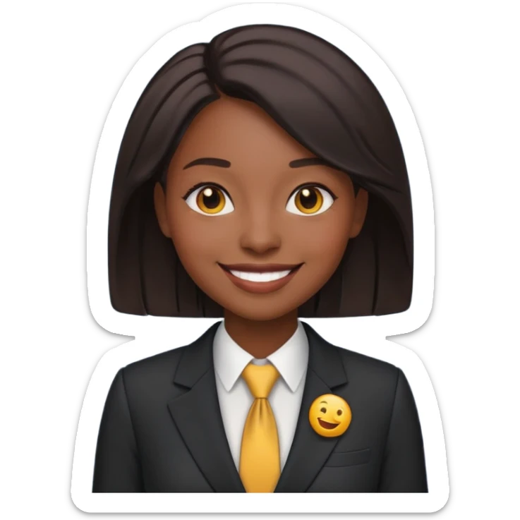 black woman in a smart suit and shoes, standing modern business attire emoji style sticker