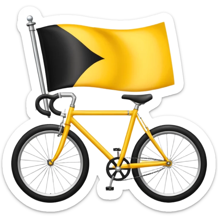 Design a premium TDP flag emoji with rich yellow background and elegant black bicycle symbol. Flat vector style, slightly glossy but minimal, high contrast, no text, no shadows. Square 1:1, transparent background, luxury emoji look for Instagram highlights. sticker