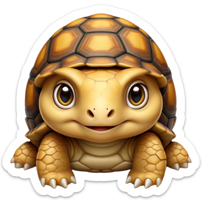 cinematic-baby tortoise-realistic--emoji,,-cute-wise-face-peering-ahead-with-calm-determination,-cute large-eyes-reflecting-centuries of wisdom, sticker