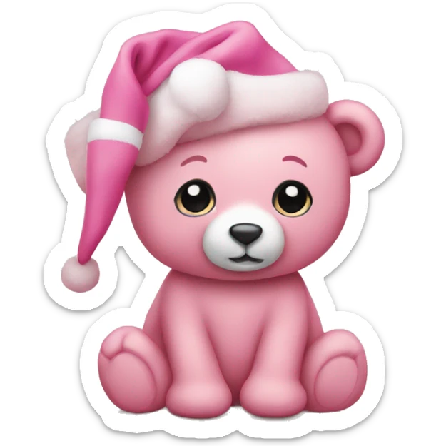 Pink Christmas teddy bear  sticker