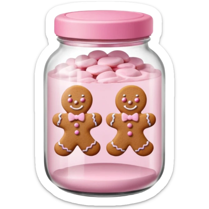 pastel pink christmas gingerbread cookies in jar with pink lid  sticker
