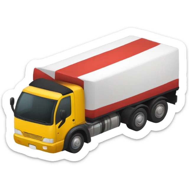 The car is carrying an oversized cargo, the color of the car should be red black yellow and white sticker