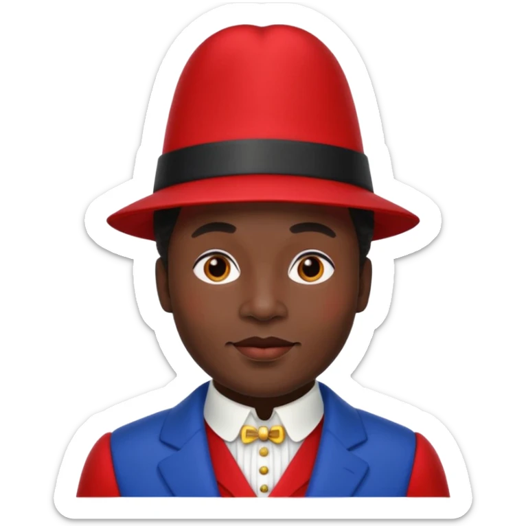 Sinterklaas zijn knecht, zwarte piet met zijn muts, kraag, Piet pak  sticker