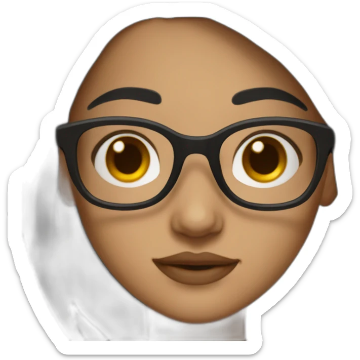 Create me a girl with long, black hair, and square glasses with brown skin sticker