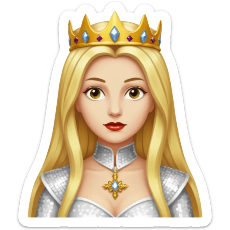 Katharina Siegel, Mistress of Vlad Tepes with long golden blonde hair, white sequin outfit sticker