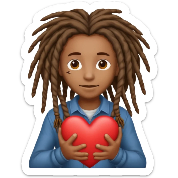 Holding heart out of chest brown skin person with dreads sticker