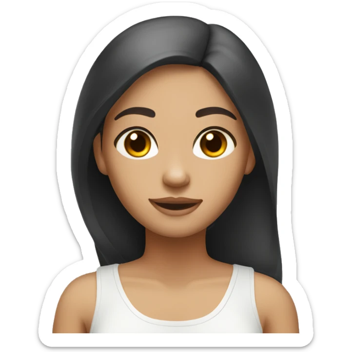 Clean girl massage black hair light skin brown eyes sticker