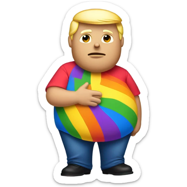 Pregnant trump holding his belly wearing gay pride shirt sticker