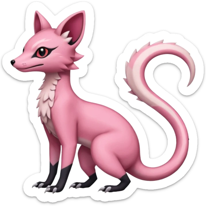 Pastel white rose-pink Salandit-Umbreon-Genet-Noivern-Civet-Hybrid (Full body) sticker