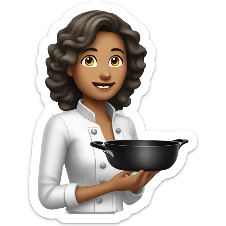 Beauty woman cooking in a 10 inches skillet sticker